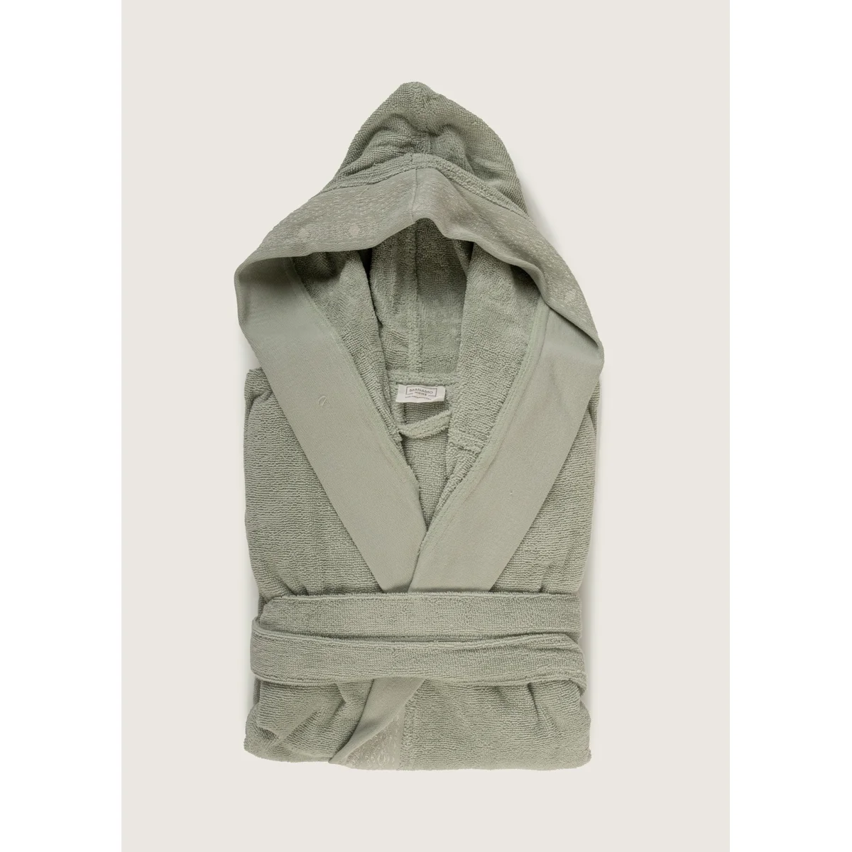 Manamo Blen Jacquard Hooded Bathrobe Cotton Cameo S/M