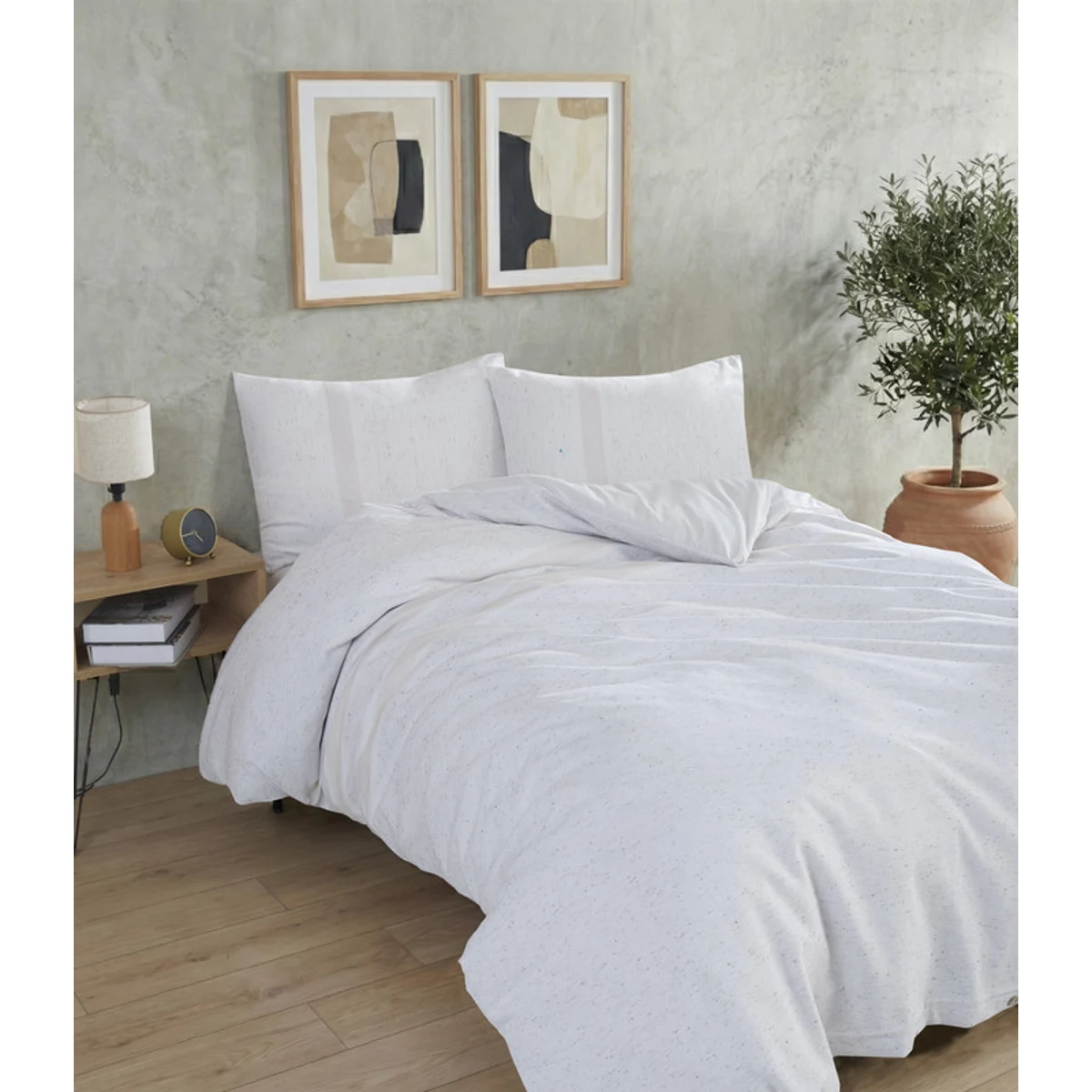 Manamo Todor Duvet Cover With Pillow Case Cotton White  160x220 + 50x70