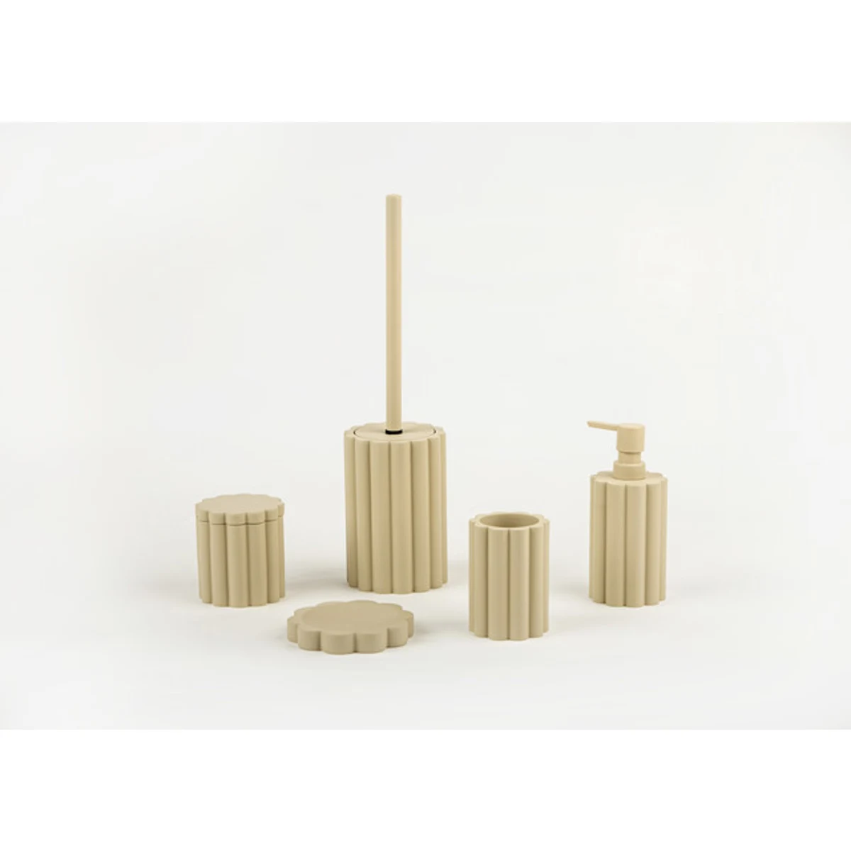 Manamo Tria Liquid Soap Dispenser  Polyresin Mink  7.5x7.5x17.5 cm