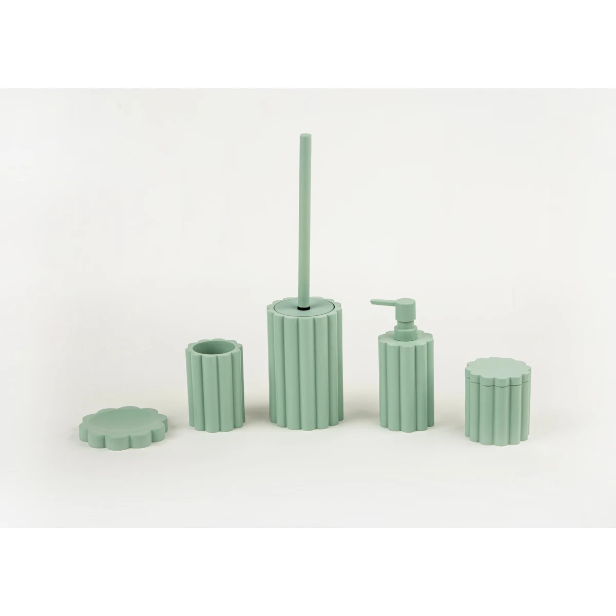 Manamo Tria Toilet Brush  Polyresin Cameo Green  10.5x10.5x15.6 cm