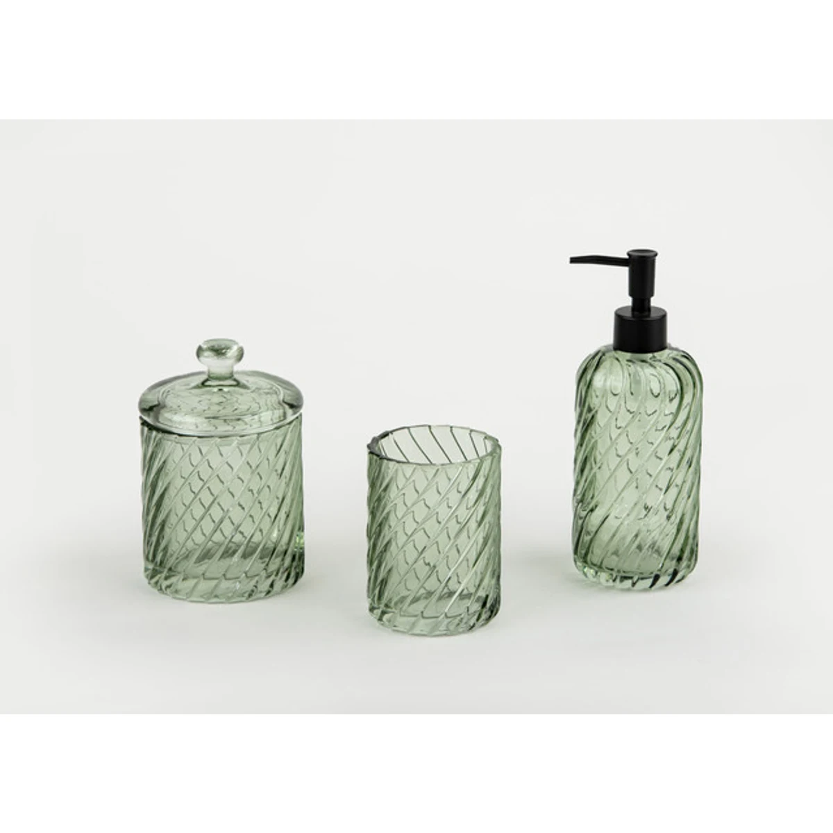Manamo Pearl Cotton Cover Glass Green  10.2x10.2x15.3 cm