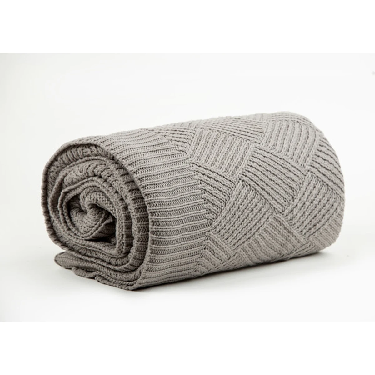 Manamo Diamond Knitted Bed Cover Acrylic Grey 220x240 cm