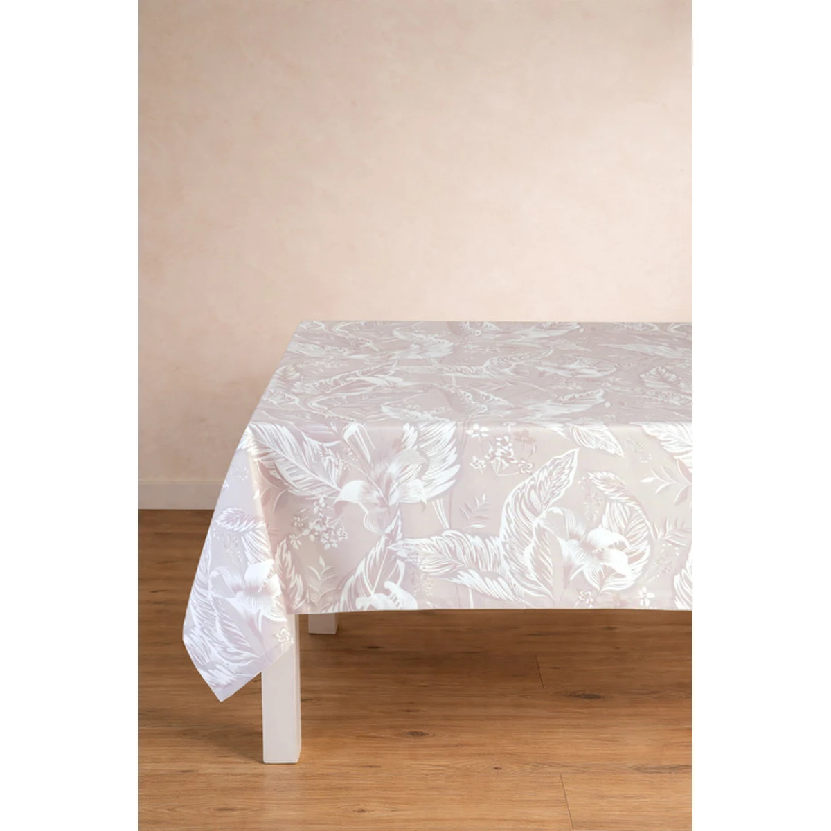 Manamo Flower  Table Cloth Polyester Cream Digital Printed 140x320 cm