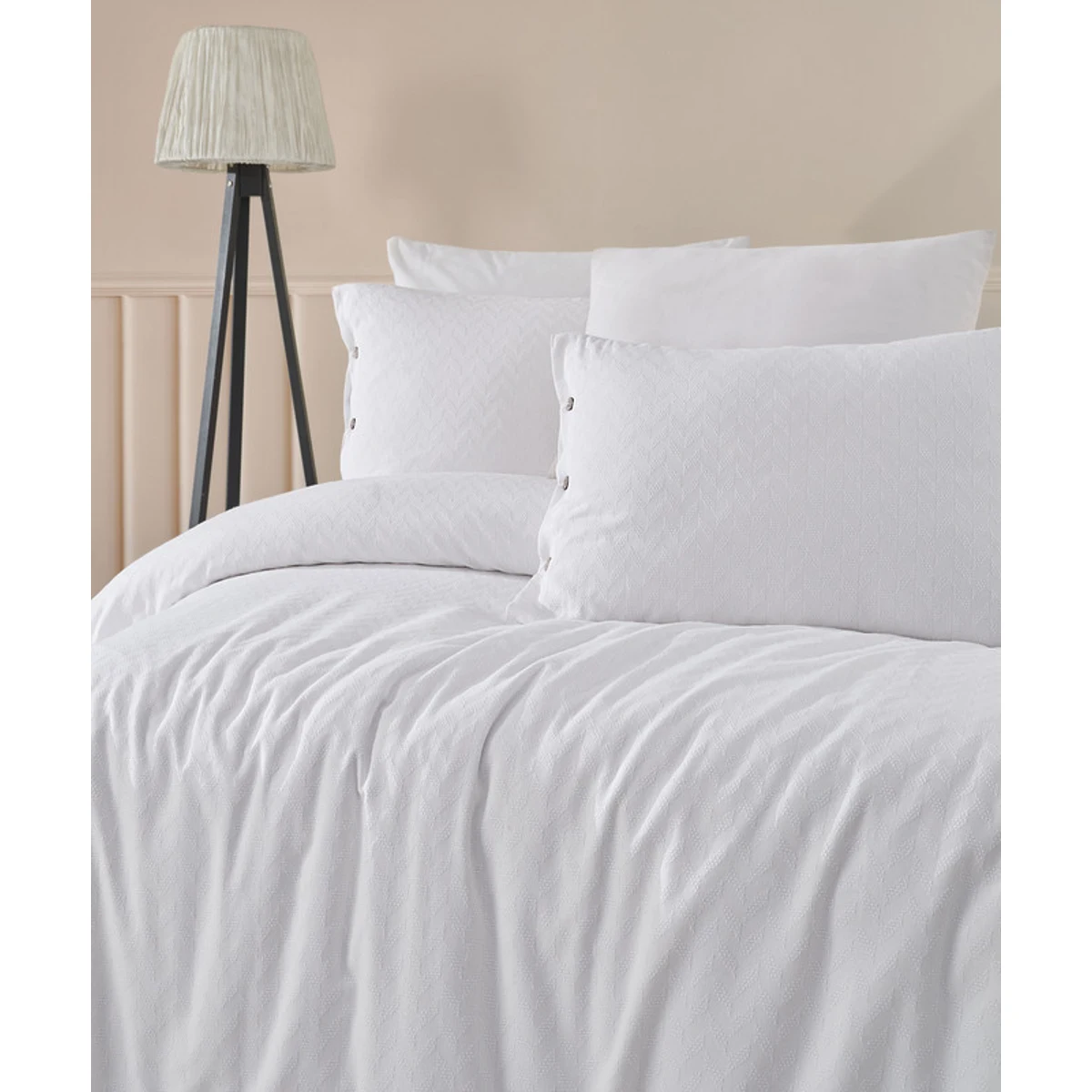 Manamo Nando Duvet Cover With Pillow Case Cotton White  200x220 + 50x70 (2pcs)