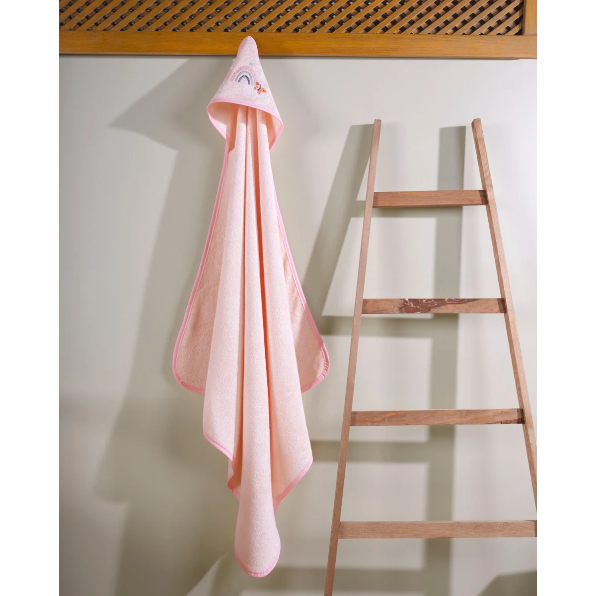 Manamo Butterfly & Rainbows  Baby Hooded Towel Silver Peony 90X90 cm