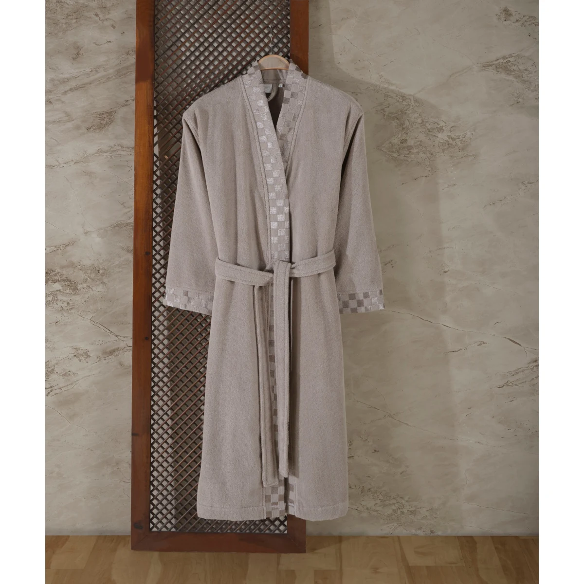 Manamo  Checker  ხალათი მიკროკოტონის ბეჟი  L/XL