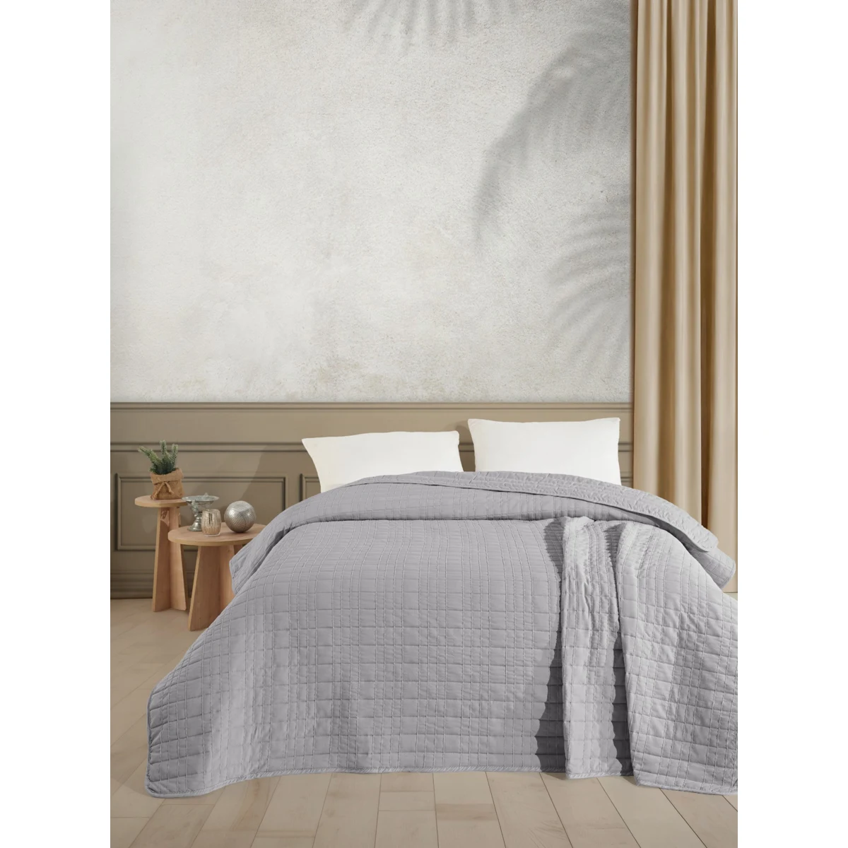 Manamo Lena Bed Spread Microfiber Grey Single Size 160x 230 cm