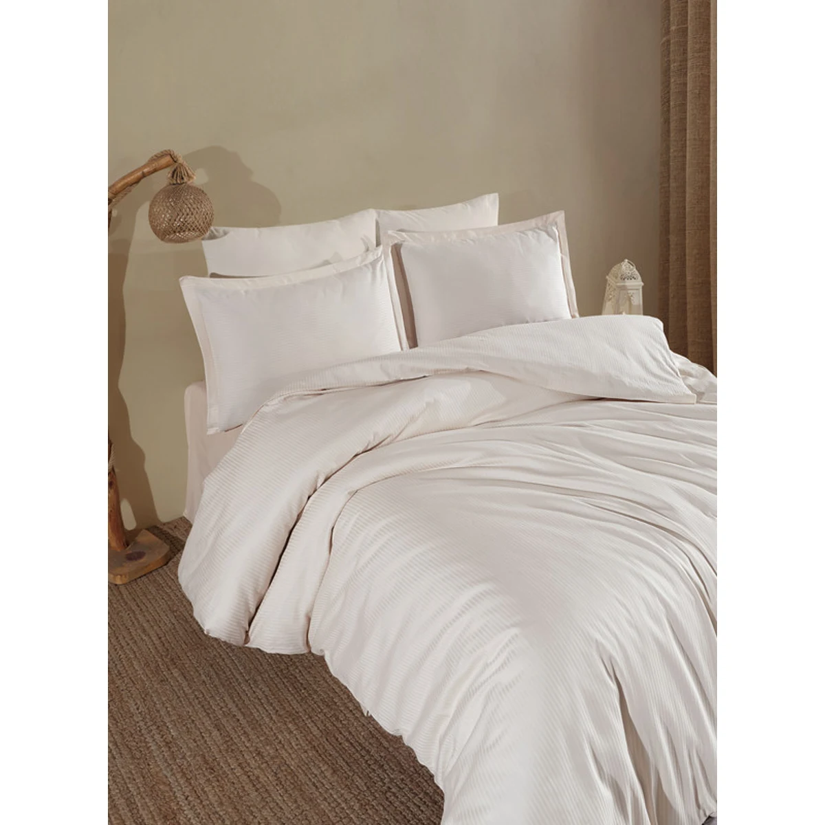 Manamo Prime Stripe Bed Linnen Set  Saten Linen Single 160x220+50x70+180x260 cm
