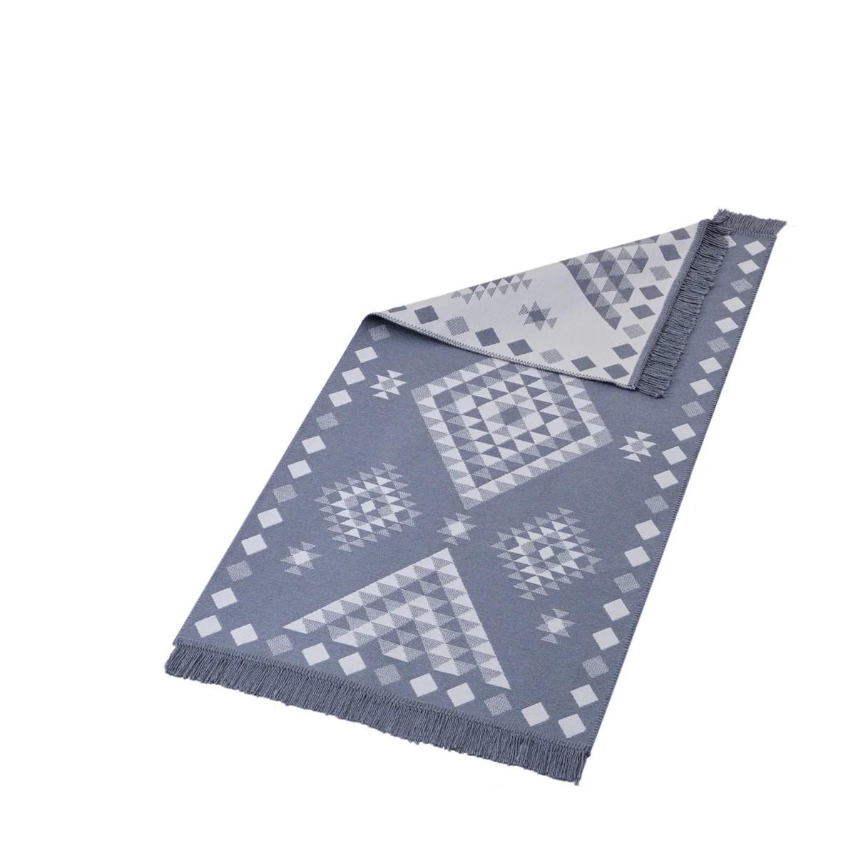 Manamo Geometric Fringed Rug Acrylic Grey 80x150 cm