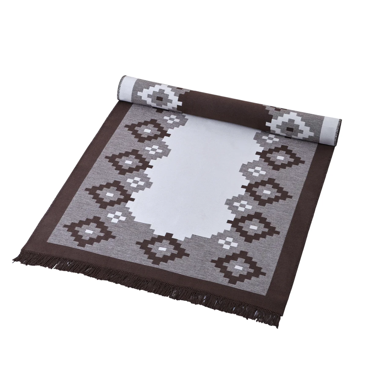 Manamo Square Fringed Rug Acrylic Brown 120x180 cm