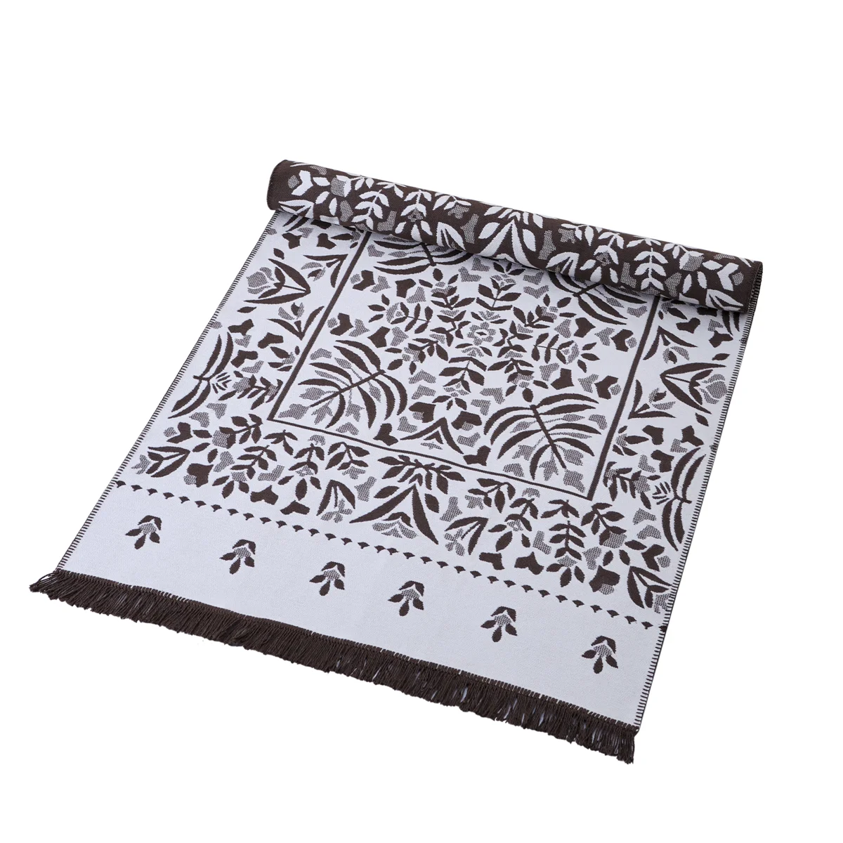Manamo Leaf Fringed Rug Acrylic Brown 120x180 cm
