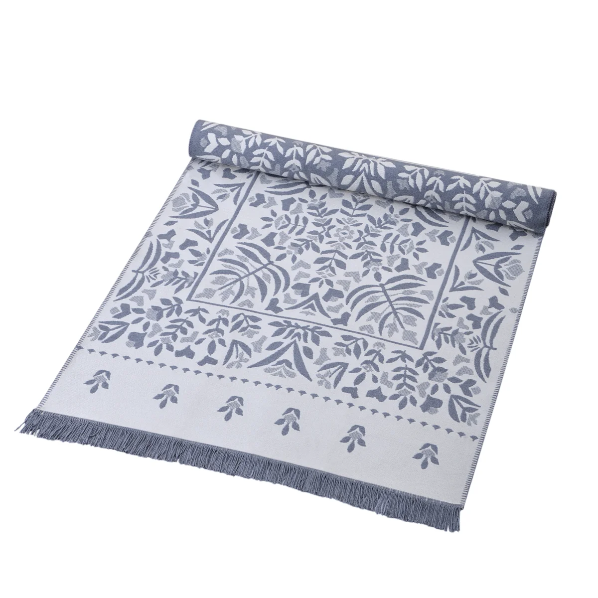 Manamo Leaf Fringed Rug Acrylic Grey 120x180 cm