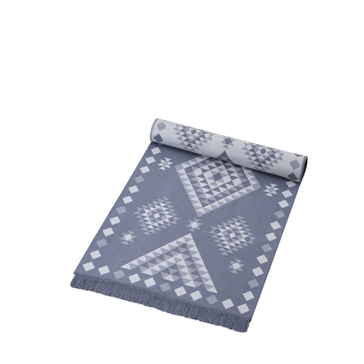 Manamo Geometric Fringed Rug Acrylic Grey 120x180 cm
