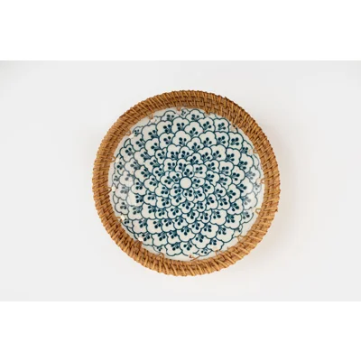 Manamo Anya Plate Ceramic / Rattan Blue/White 20R