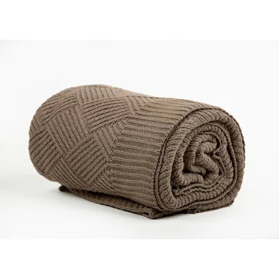 Manamo Diamond Knitted Bed Cover Acrylic Brown 220x240 cm