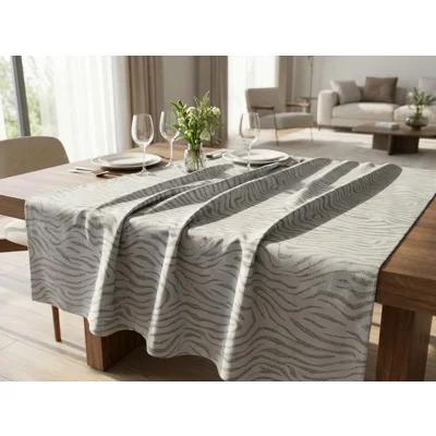 Manamo Zebra Table Cloth Polyester Grey Jacquared 140x140 cm