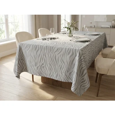 Manamo Zebra Table Cloth Polyester Mink Jacquared 140x250 cm
