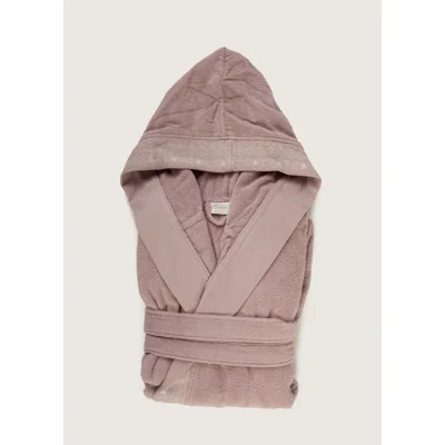 Manamo Blen Jacquard Hooded Bathrobe Cotton Violet L/XL