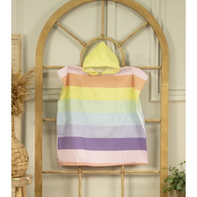 Manamo Rainbow  საბავშვო პონჩო დიჯიტალ პრინტით ბამბის  70x140 სმ