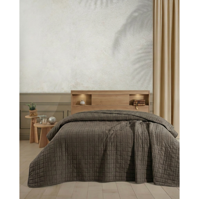 Manamo Lena Bed Spread Microfiber Mocha  Double Size 200x230 cm
