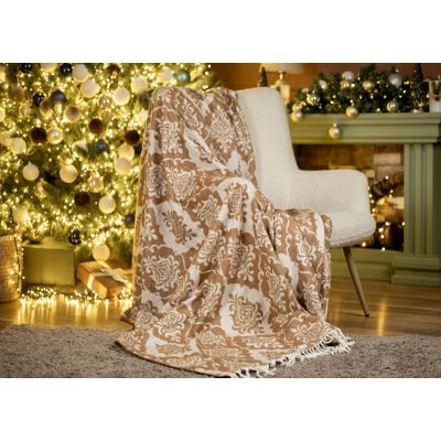 Manamo  Damask  პლედი ბამბა აკრილის ყავისფერი  160x230 სმ
