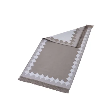 Manamo Cross Fringed Rug Acrylic Beige 80x150 cm