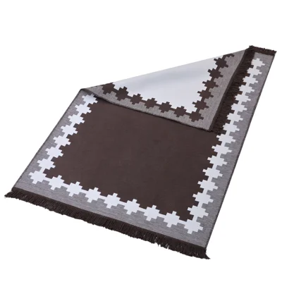Manamo Cross Fringed Rug Acrylic Brown 80x150 cm