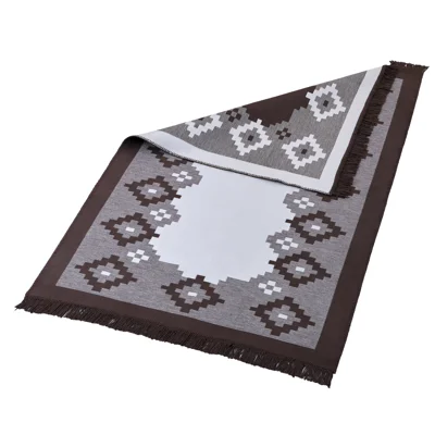Manamo Square Fringed Rug Acrylic Brown 80x150 cm