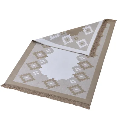 Manamo Square Fringed Rug Acrylic Beige 80x150 cm